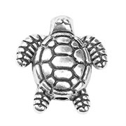 Perle - mellemperle. Skildpadde. Tibetansk sølv. 13 mm